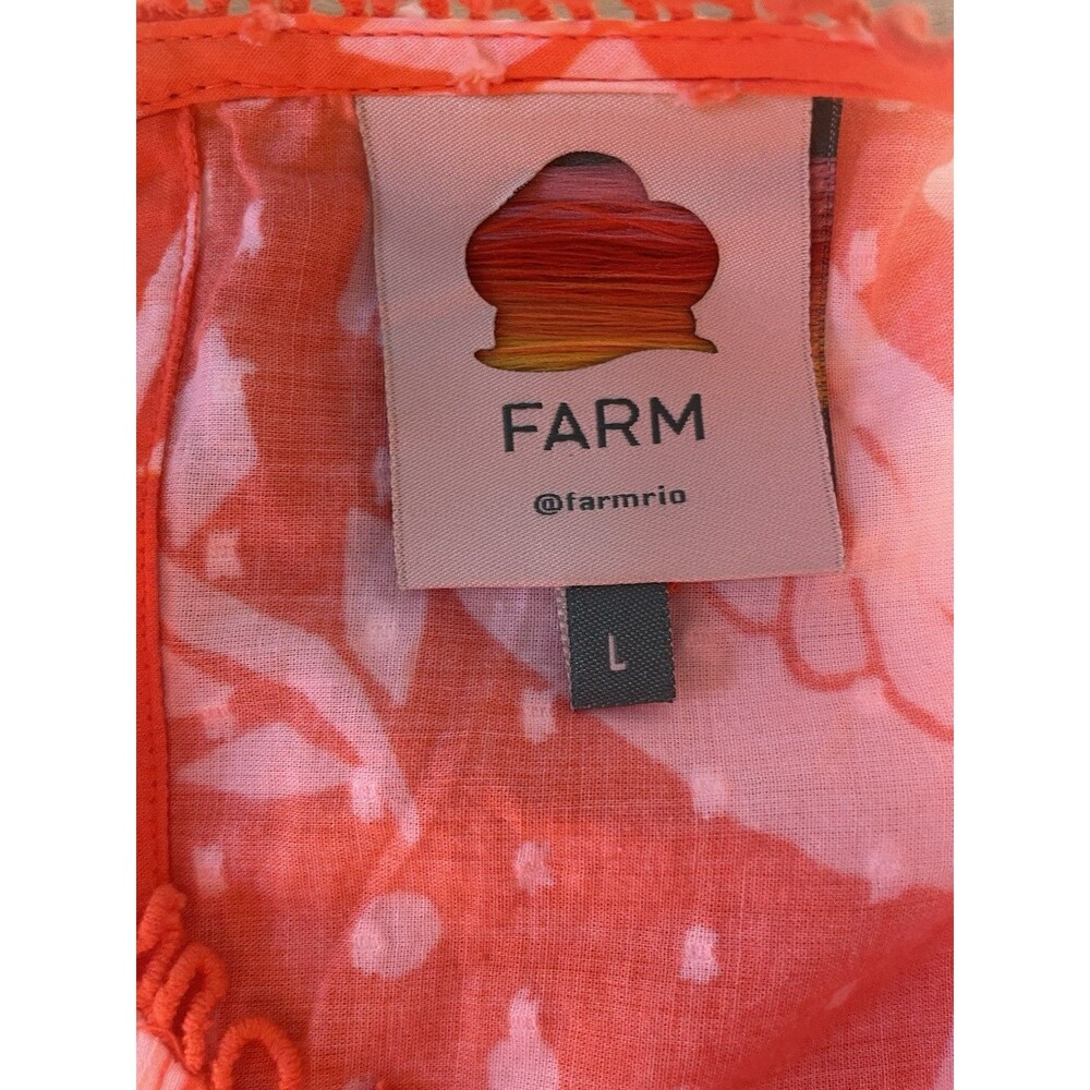 FARM RIO Orange Neon Jungle Blouse Size Large - Picture 6 of 12